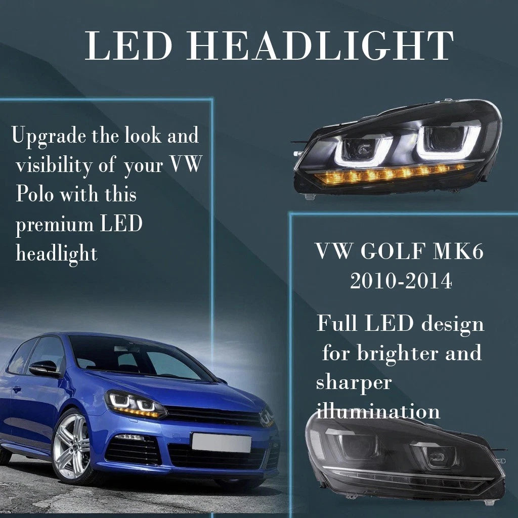 HEADLIGHT SMOKED REAR TAIL LIGHTS LAMP SET FOR VW GOLF MK6 LED 08-13 SEQUENTIAL
