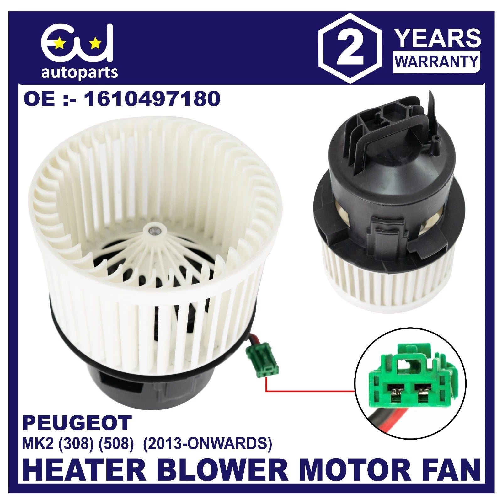 HEATER BLOWER MOTOR FAN FOR PEUGEOT 308 Mk2 1.6 1.2 1610497180 2013 - ONWARDS