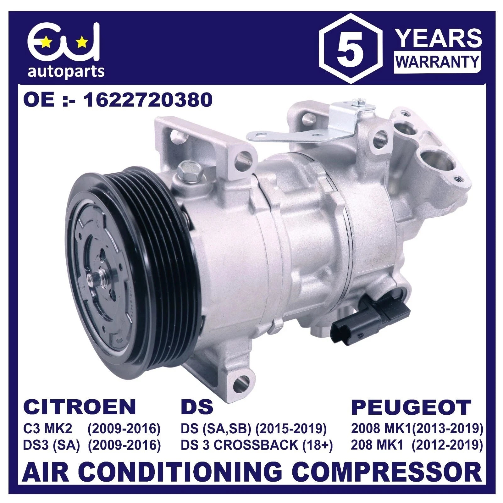 AIR CON CONDITIONING A/C COMPRESSOR PUMP FOR PEUGEOT 208 CU 2008 CA CC 1.0 1.2L