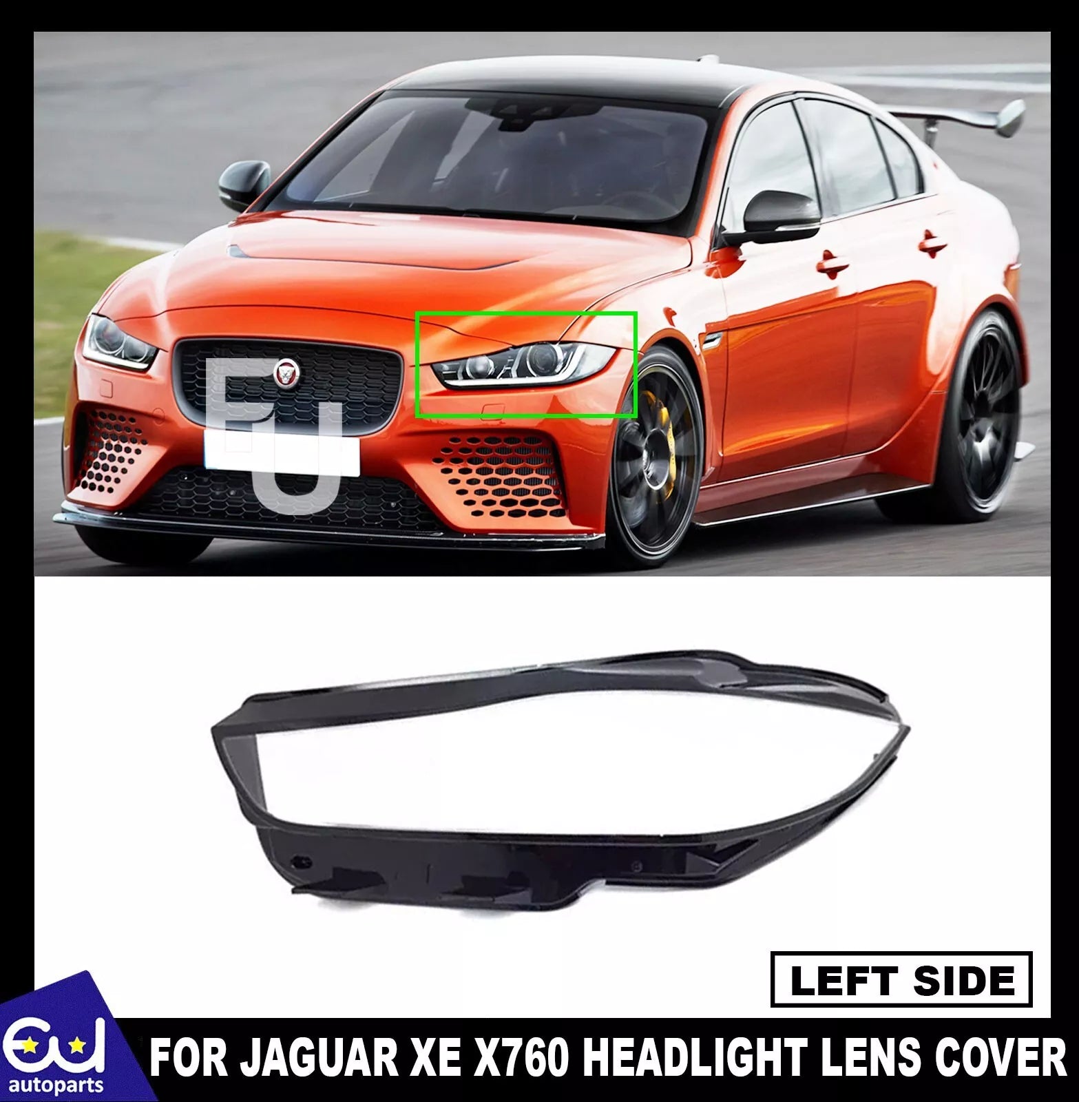 LEFT PASSENGER SIDE HEADLIGHT LENS COVER LAMP FOR JAGUAR XE X760 2015-2018