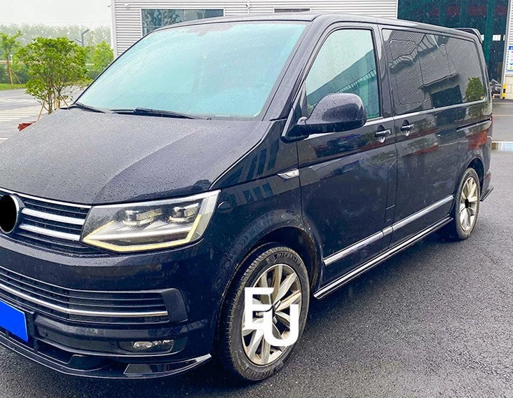 FOR VW TRANSPORTER T6 T6.1 SIDE SKIRTS EXTENTIONS SPOILER LIP GLOSS BLACK 2015+