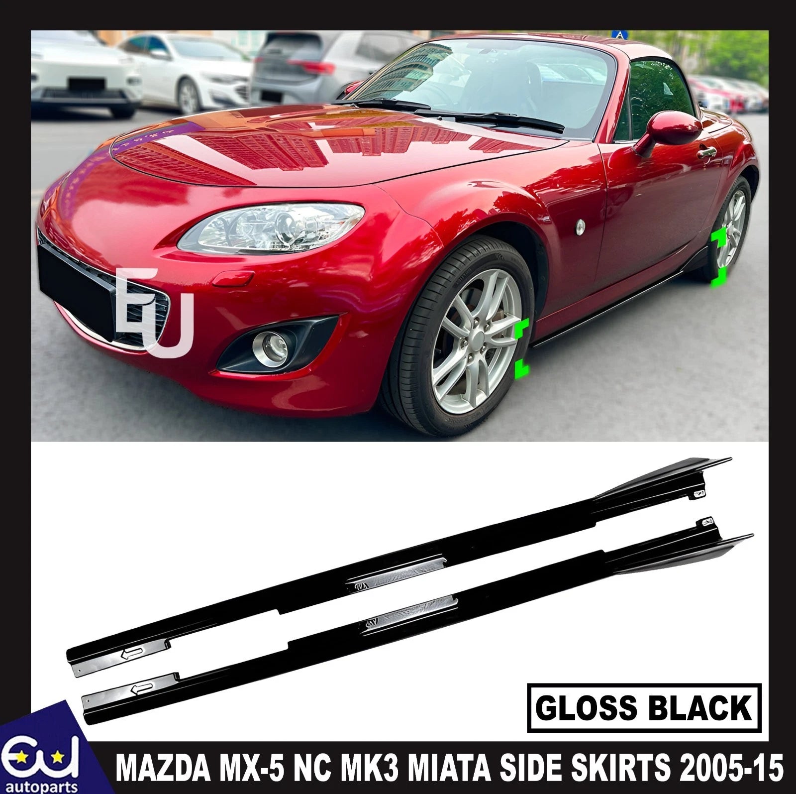 FOR MAZDA MX-5 MIATA NC SIDE SKIRTS EXTENSION BLADES LIP GLOSS BLACK 2005-2015