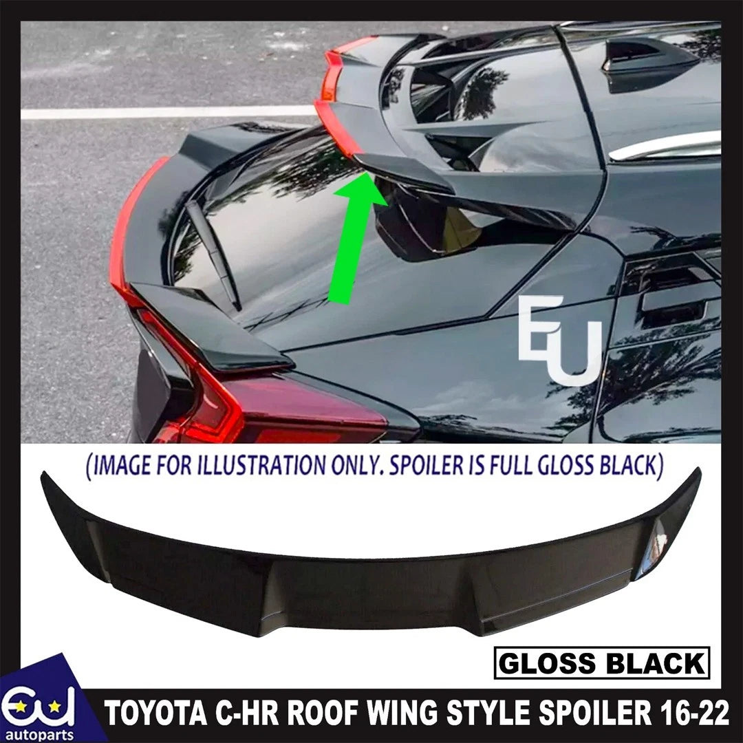 REAR ROOF SPOILER TRUNK WING TRIM FOR TOYOTA C-HR CHR 2016-2022 GLOSS BLACK