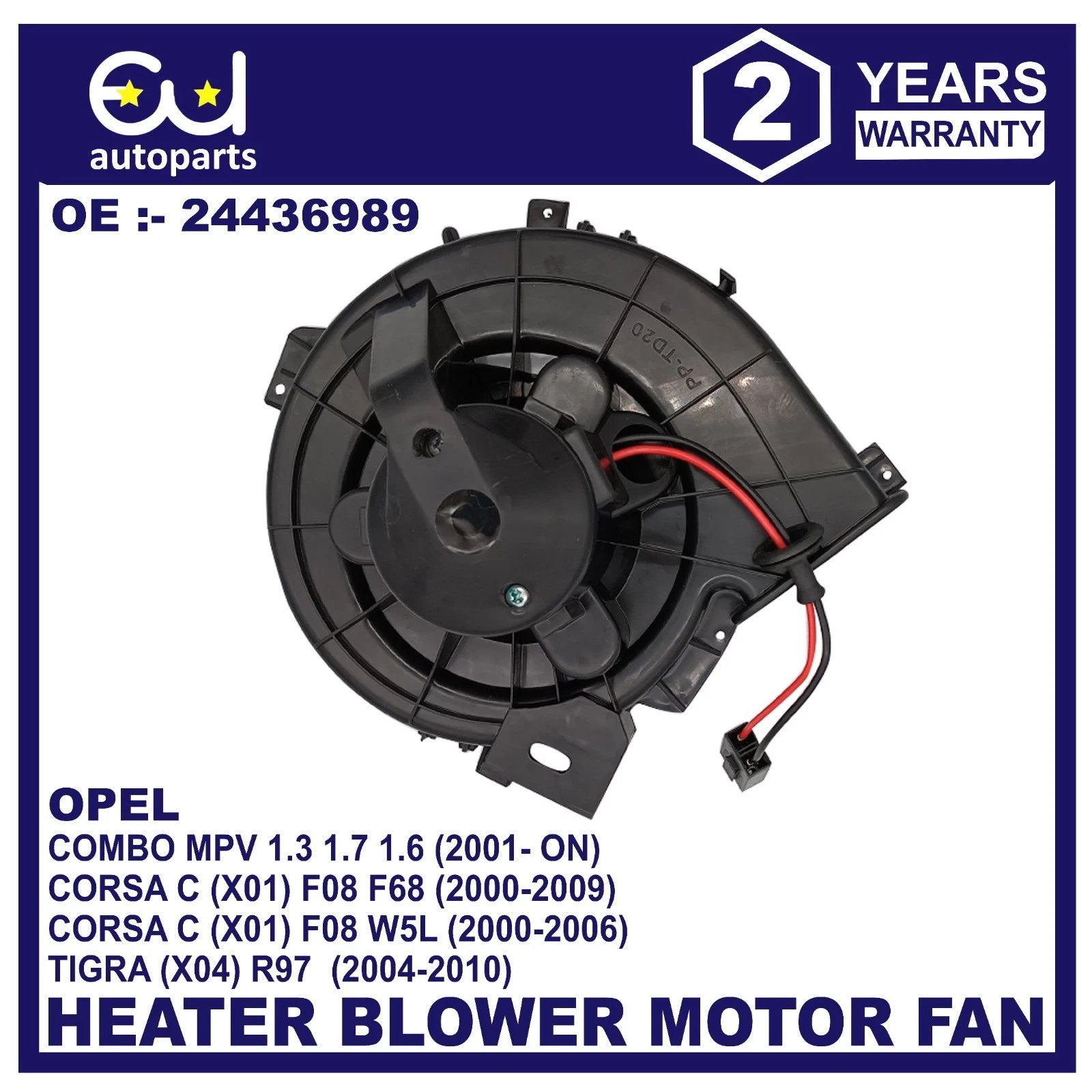 HEATER BLOWER FAN MOTOR FOR OPEL CORSA C COMBO 1.3 1.7 2000-ONWARDS 24436989