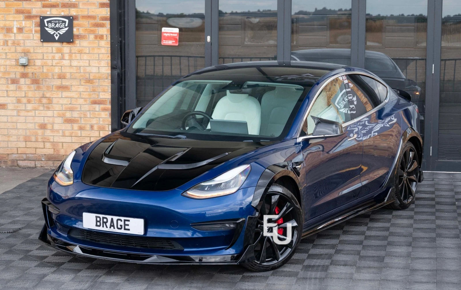 BRAGE DESIGN ALUMINIUM VENTED TURBO STYLE BONNET HOOD FOR TESLA MODEL 3 2017-23
