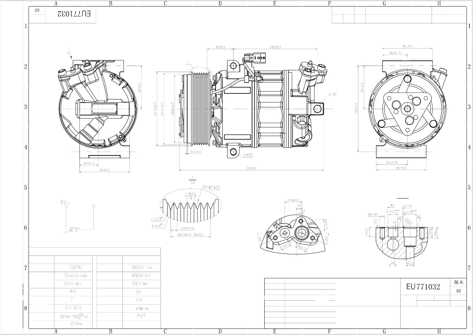 AIR CON AC COMPRESSOR FOR OPEL VAUXHALL VIVARO MOVANO NISSAN RENAULT TRAFIC MK2
