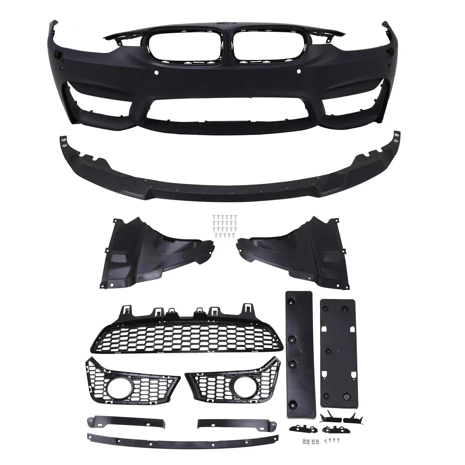FOR BMW F30 F31 SALOON TOURING 4DR M3 STYLE FRONT BUMPER WASHERS PDC SPLITTER