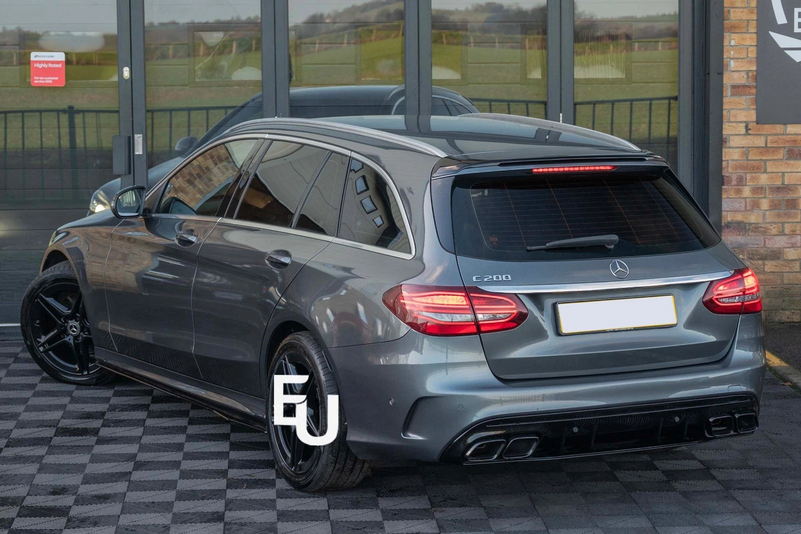 REAR ROOF SPOILER LIP WING FOR MERCEDES C CLASS S205 ESTATE 15-21 GLOSS BLACK