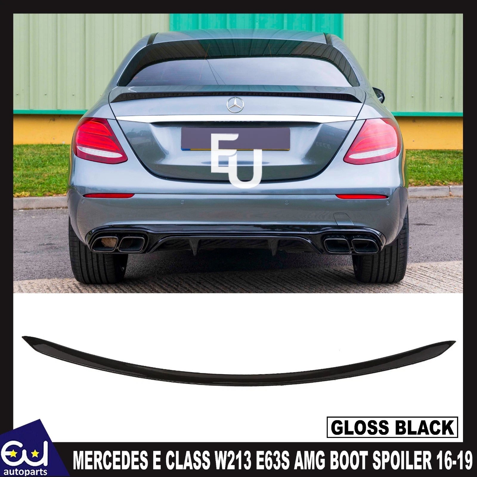 FOR Mercedes E Class 'E63S AMG Style' W213 Gloss Black Boot Lip Spoiler 2016-20
