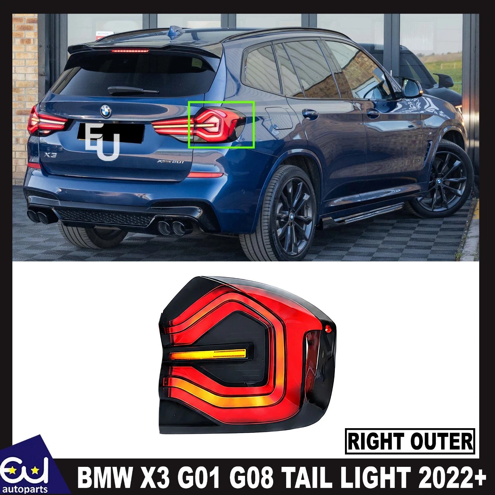 RIGHT REPLACEMENT OUTER TAIL REAR LIGHT LAMP FOR BMW X3 G01 G08 2022-ONWORDSRIGHT REPLACEMENT OUTER TAIL REAR LIGHT LAMP FOR BMW X3 G01 G08 2022-ONWORDS