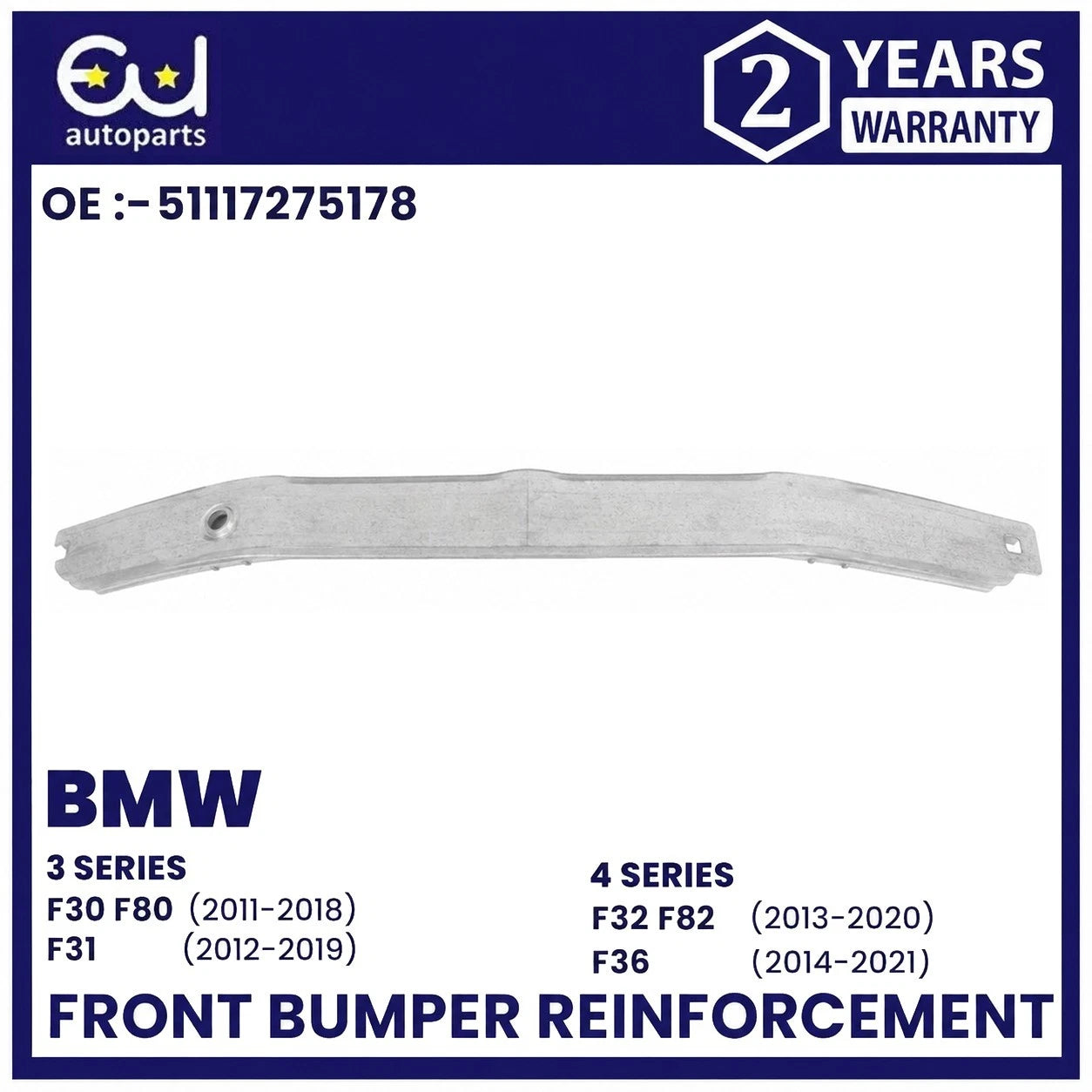 FRONT BUMPER REINFORCEMENT CRASH BAR FOR BMW 3/4 SERIES F30 F31 F80 F32 11-2021