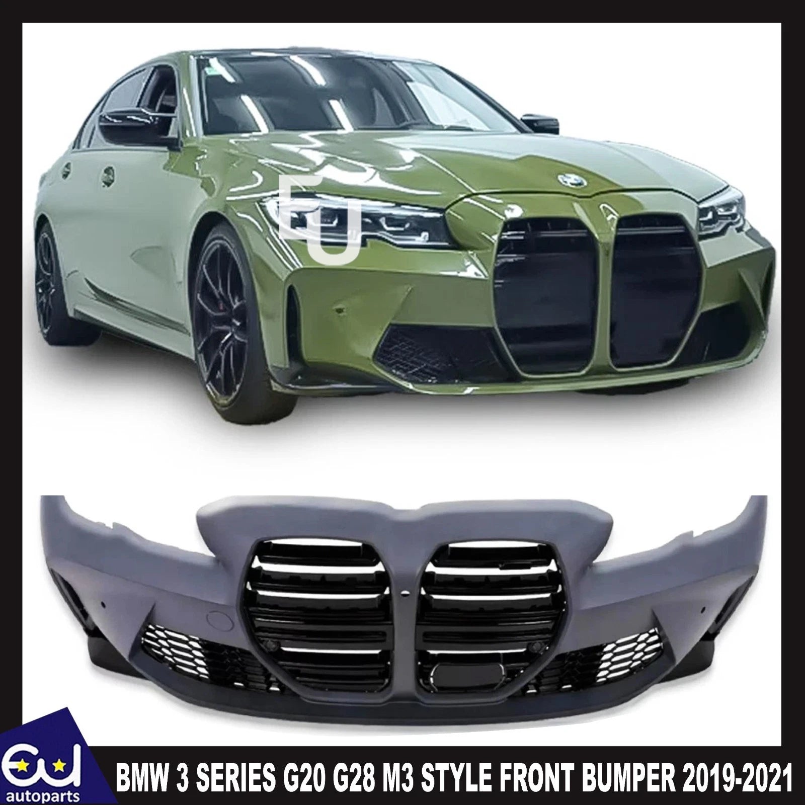 FOR BMW 3 SERIES 2019-2021 G20 G28 UPGRADE TO M3 STYLE FRONT BUMPER KIT GRILLE