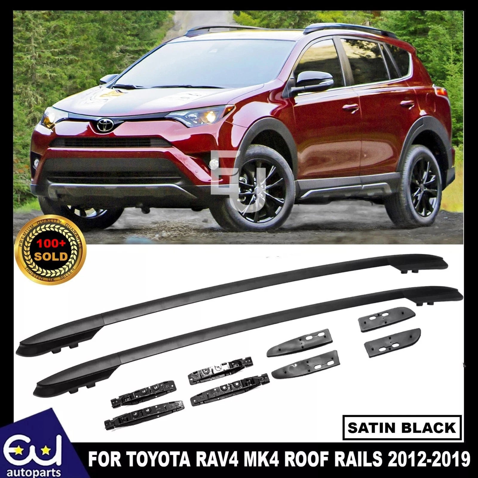 FOR TOYOTA RAV4 MK4 2012-2019 ROOF RAILS RACK BARS ALUMINIUM BLACK EUROPEN STYLE