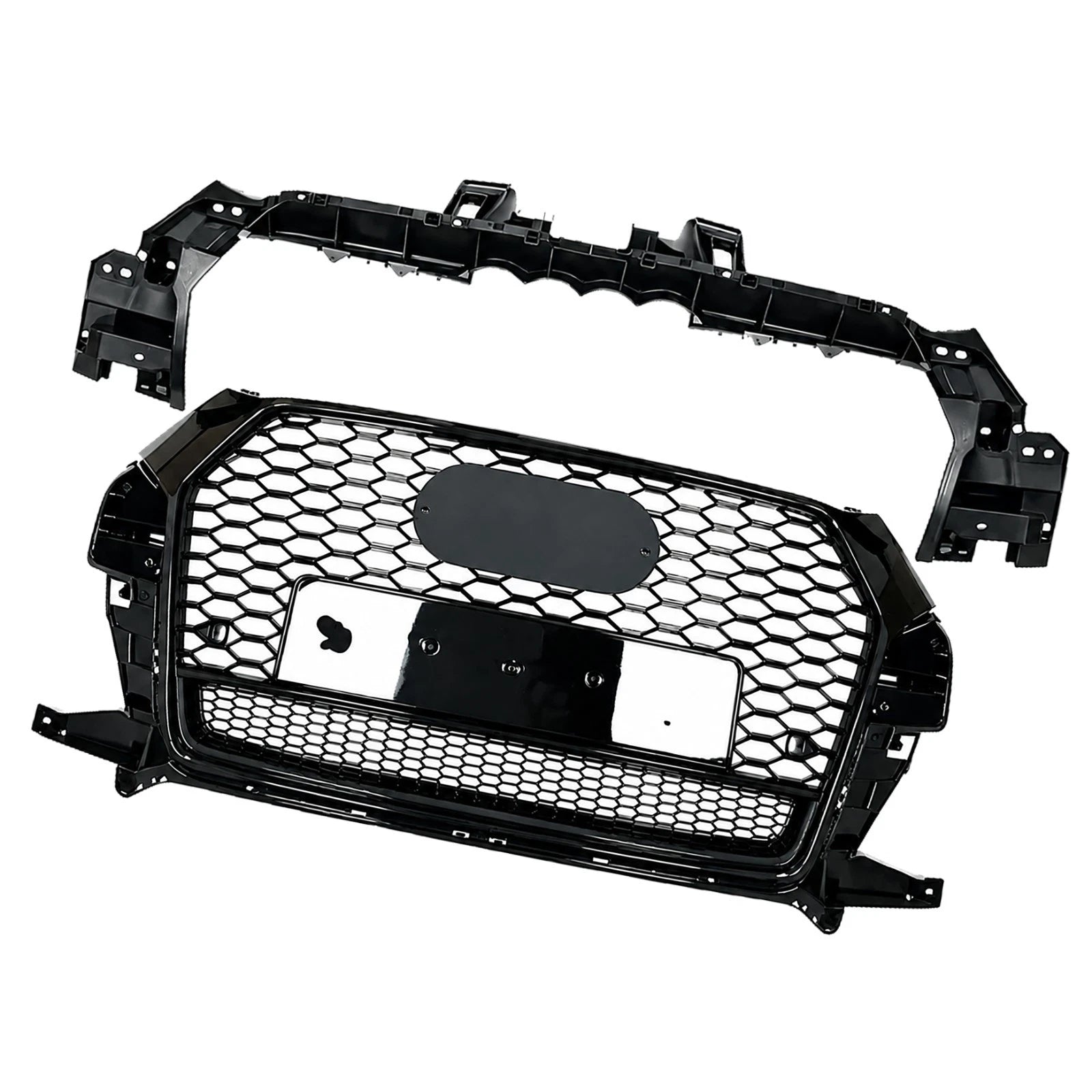 RSQ3 STYLE FRONT HONEYCOMB GRILLE GLOSS BLACK FOR AUDI Q3 8U 2015–2018 ABS