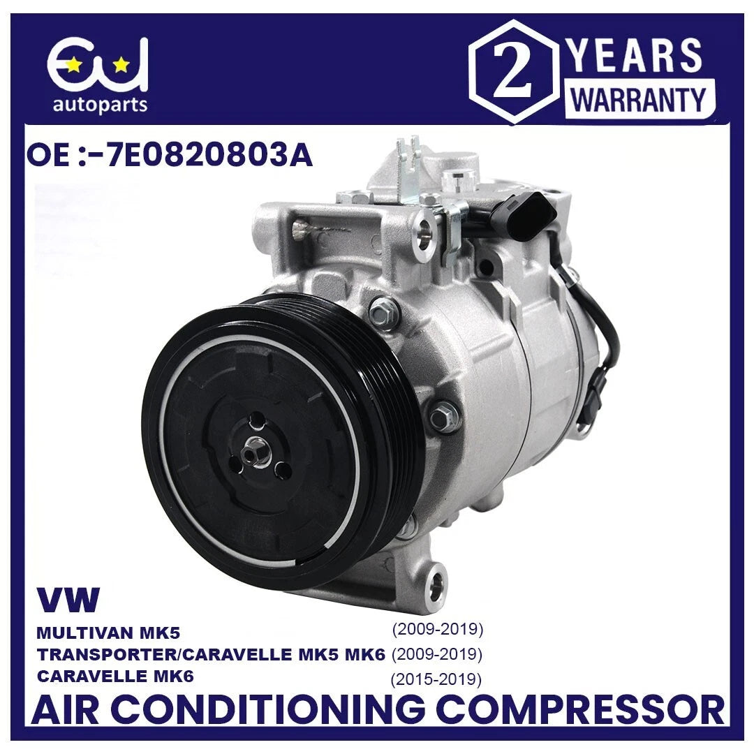 A/C COMPRESSOR FOR VW TRANSPORTER CARAVELLE MULTIVAN 09-19 2.0 TDI 7E0820803A