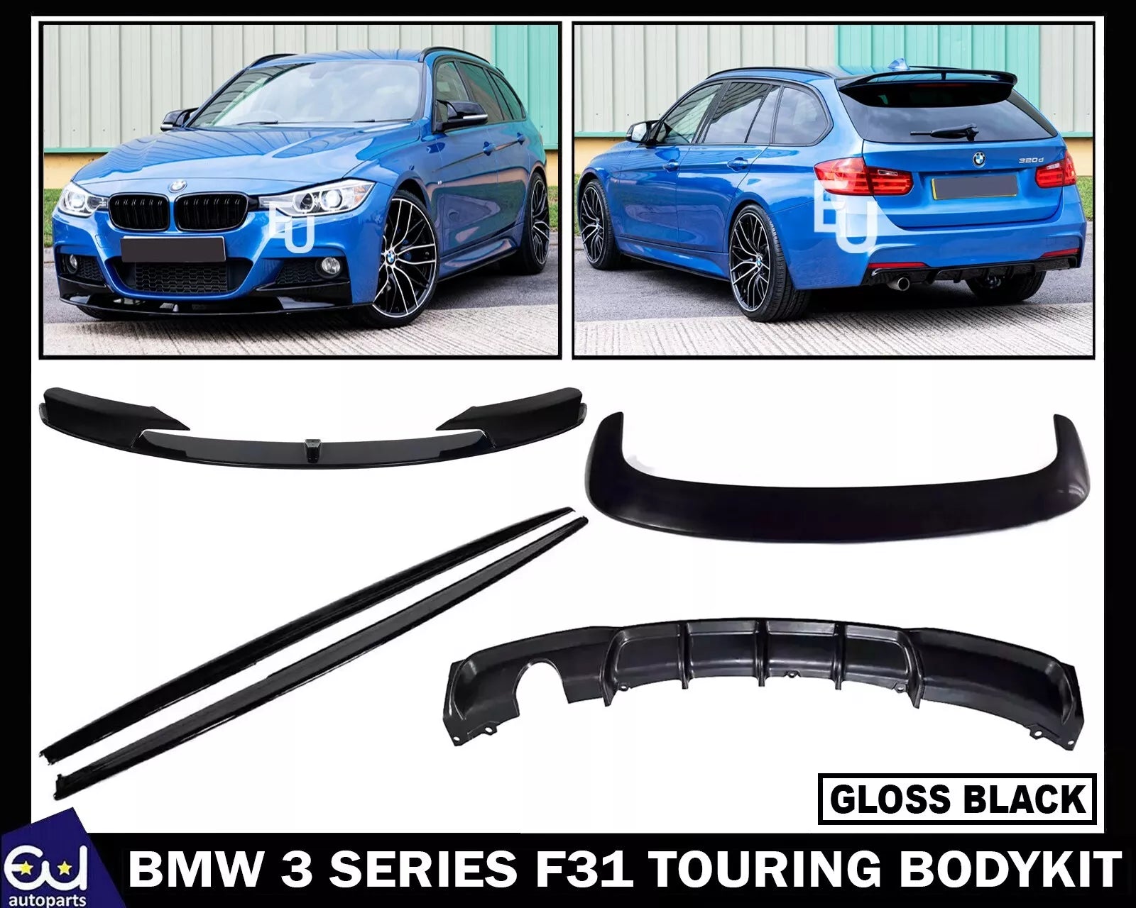BODY KIT FRONT LIP SPLITTER REAR DIFFUSER FOR BMW 3 SERIES F31 TOURING