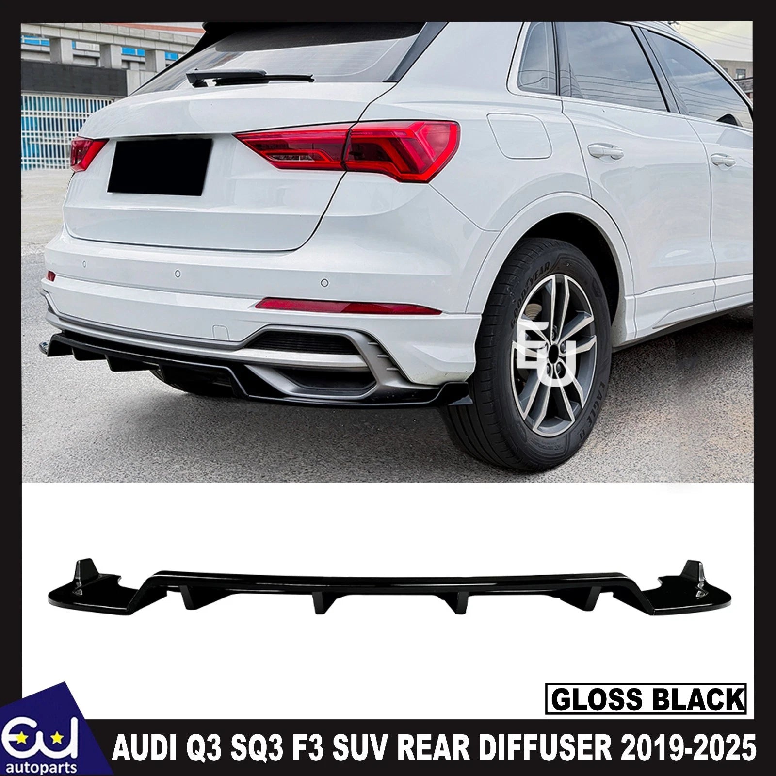 FOR AUDI Q3 SQ3 F3 SUV REAR BUMPER DIFFUSER SPLITTER SPOILER LIP 2019-2025