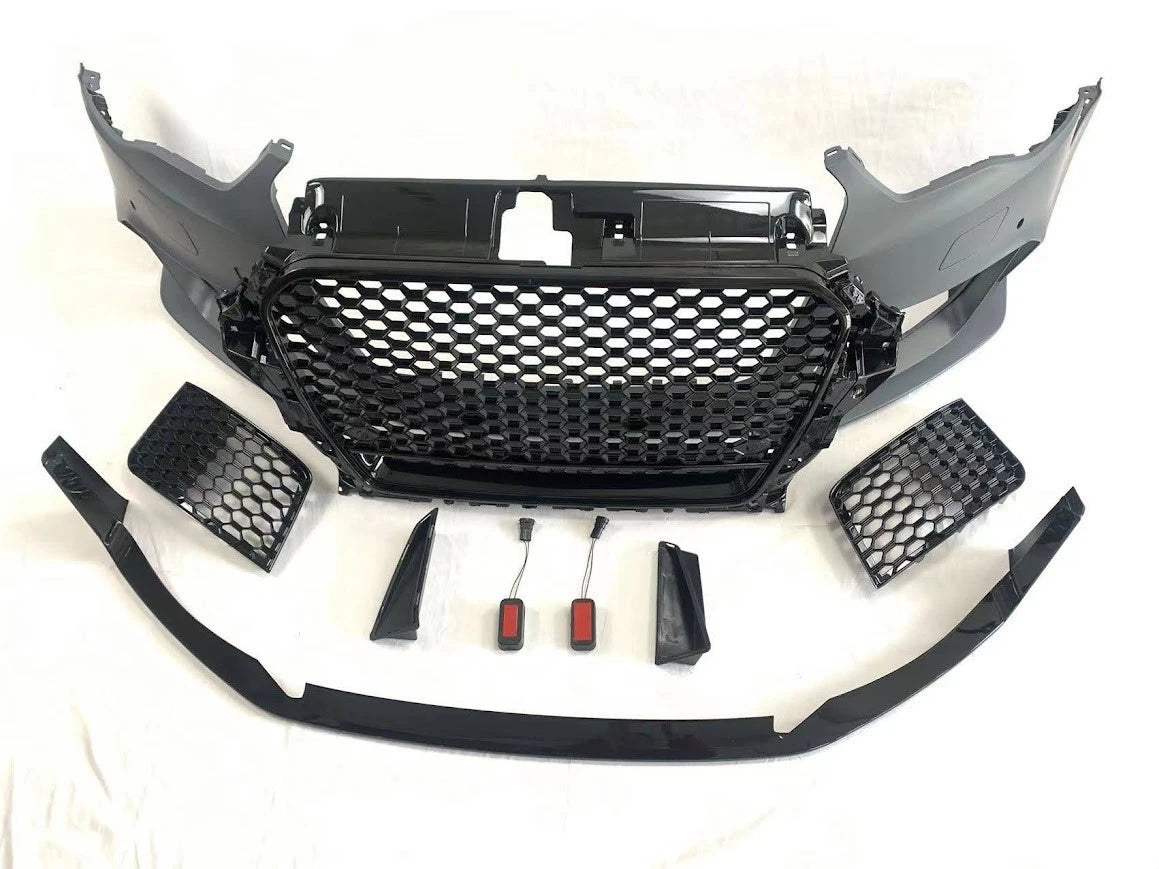 RS3 STYLE FRONT BUMPER CONVERSION KIT FOR AUDI A3 S3 8V 2012-16 SEDAN W/SPLITTER