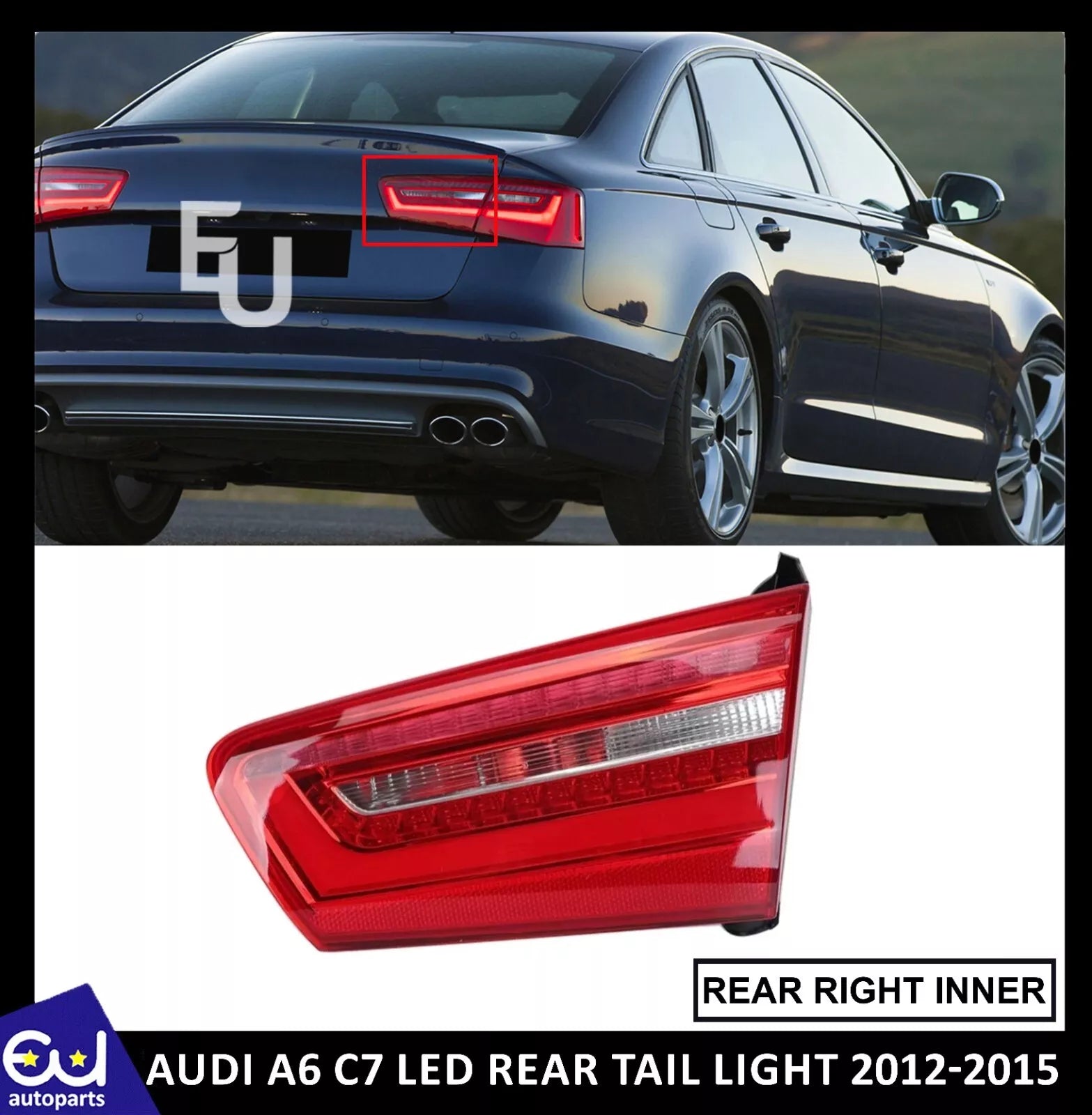 RIGHT DRIVER SIDE LED REAR INNER TAIL LIGHT BRAKE LAMP FOR AUDI A6 C7 12-2015