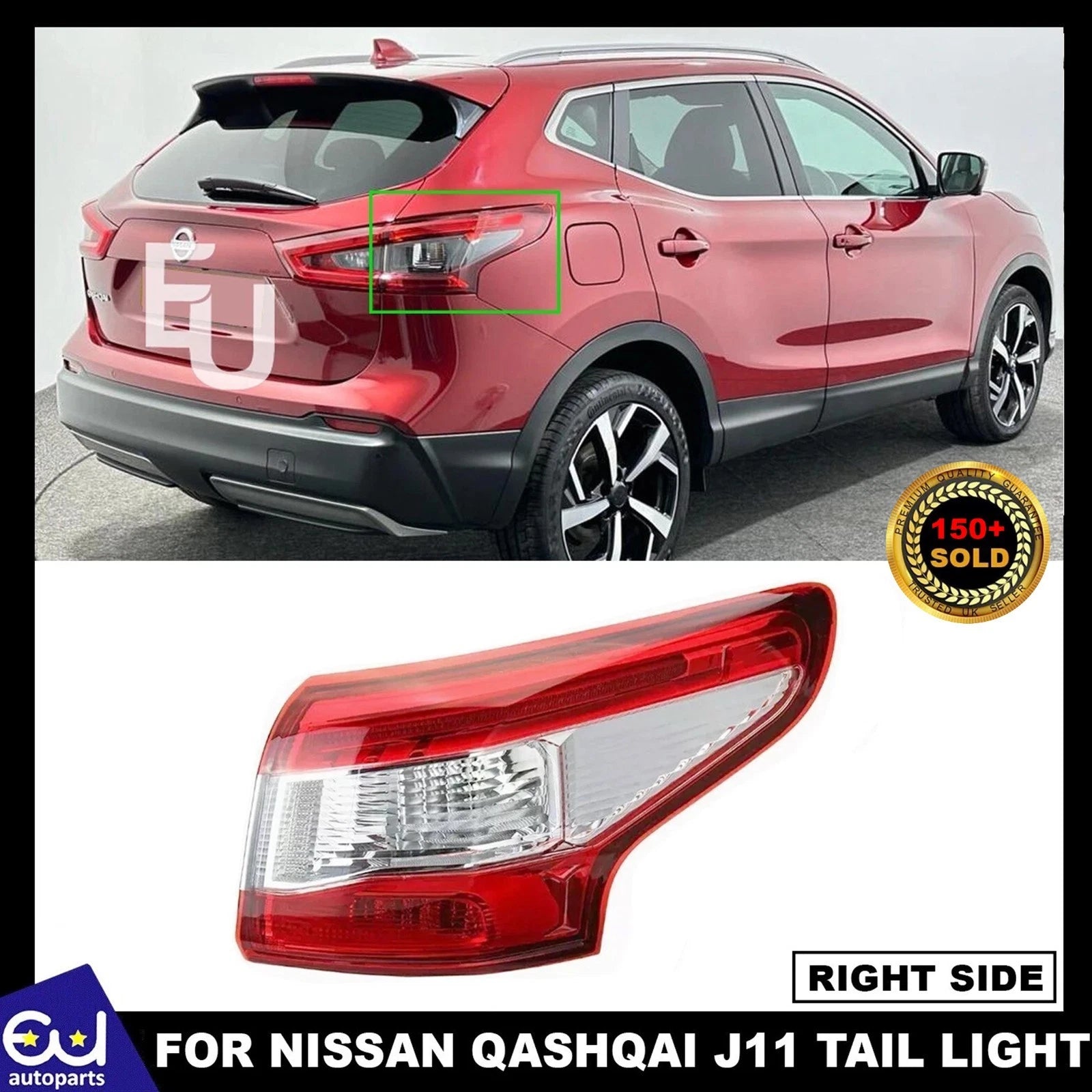 RIGHT DRIVERS SIDE OUTER REAR TAIL BRAKE LIGHT FOR NISSAN QASHQAI J11 2014-2016