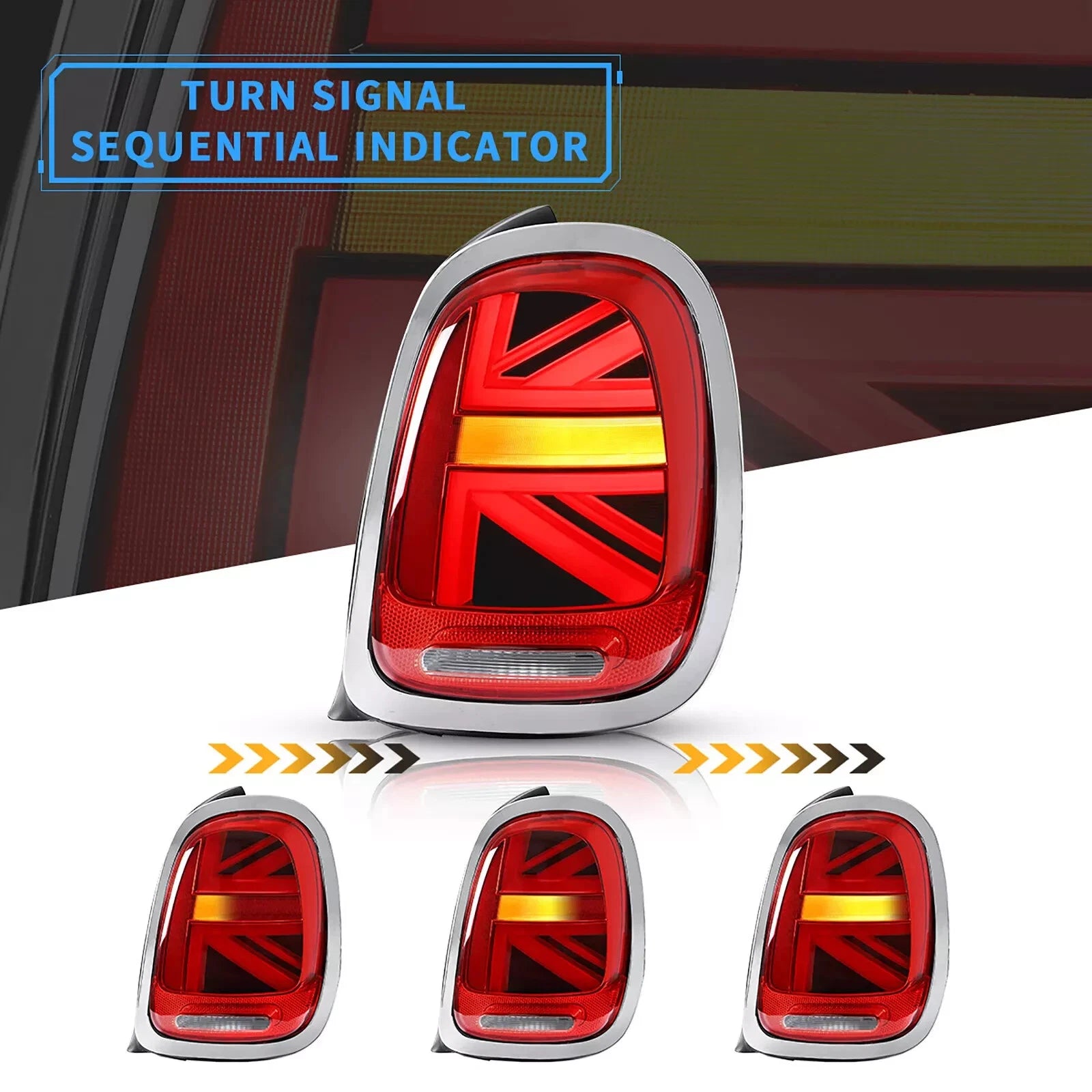 RED LED REAR LIGHTS FOR MINI COOPER F55 F56 F57 UNION JACK W/SEQUENTIAL 14-23