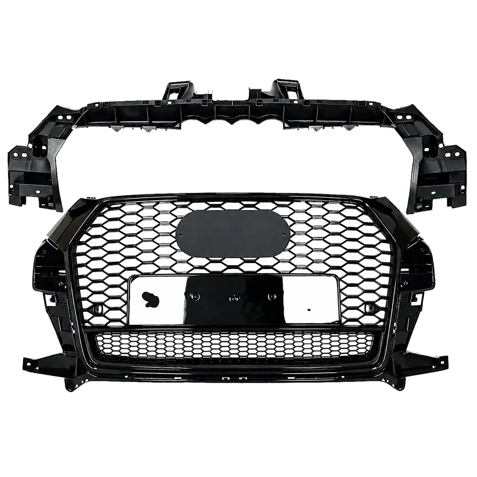 RSQ3 STYLE FRONT HONEYCOMB GRILLE GLOSS BLACK FOR AUDI Q3 8U 2015–2018 ABS
