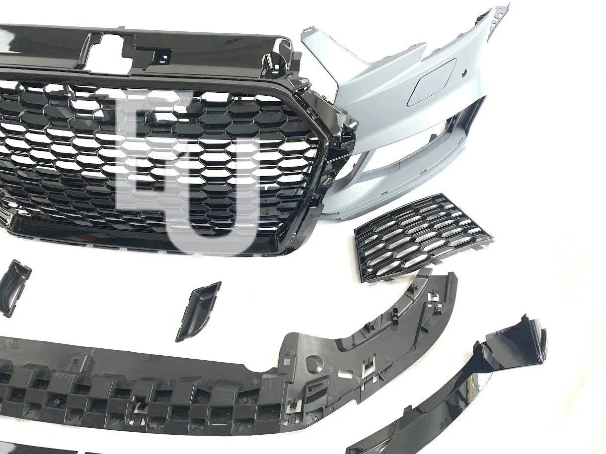 RS3 STYLE FRONT BUMPER CONVERSION KIT FOR AUDI A3 S3 8V 2016–2020 FACELIFT SEDAN