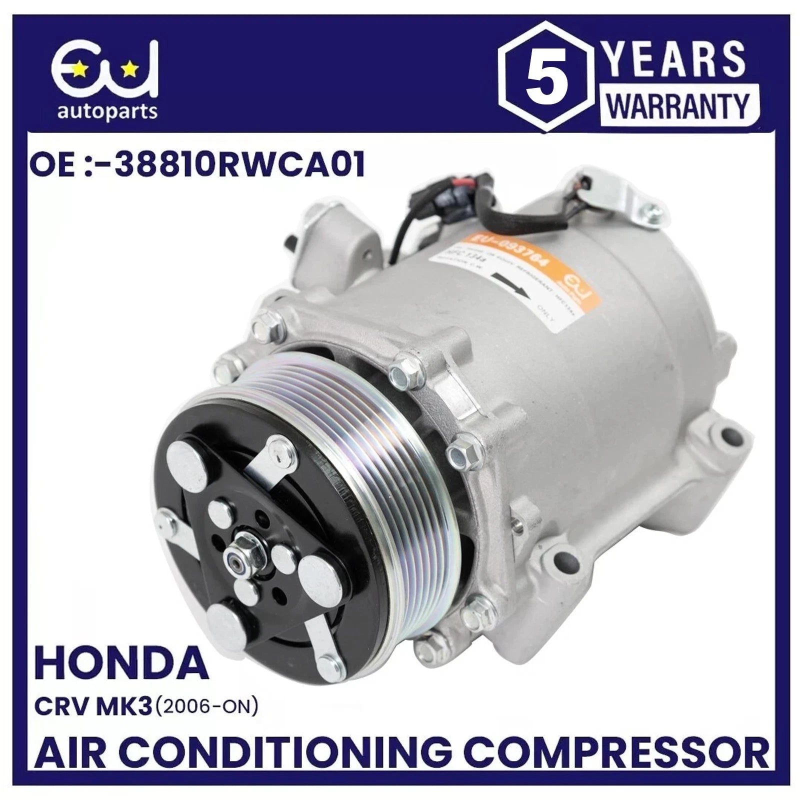 AIR CONDITIONING AC COMPRESSOR FOR HONDA CR-V CRV MK3 2.4L 38810RWCA01 2006+