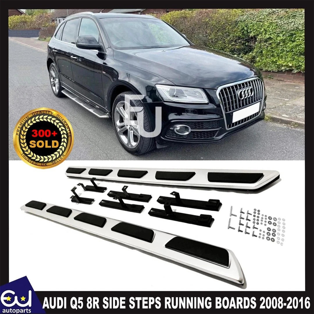 FOR AUDI Q5 SIDE STEPS RUNNING BOARDS OEM STYLE ALUMINUM + ABS PAIR 2008-2016