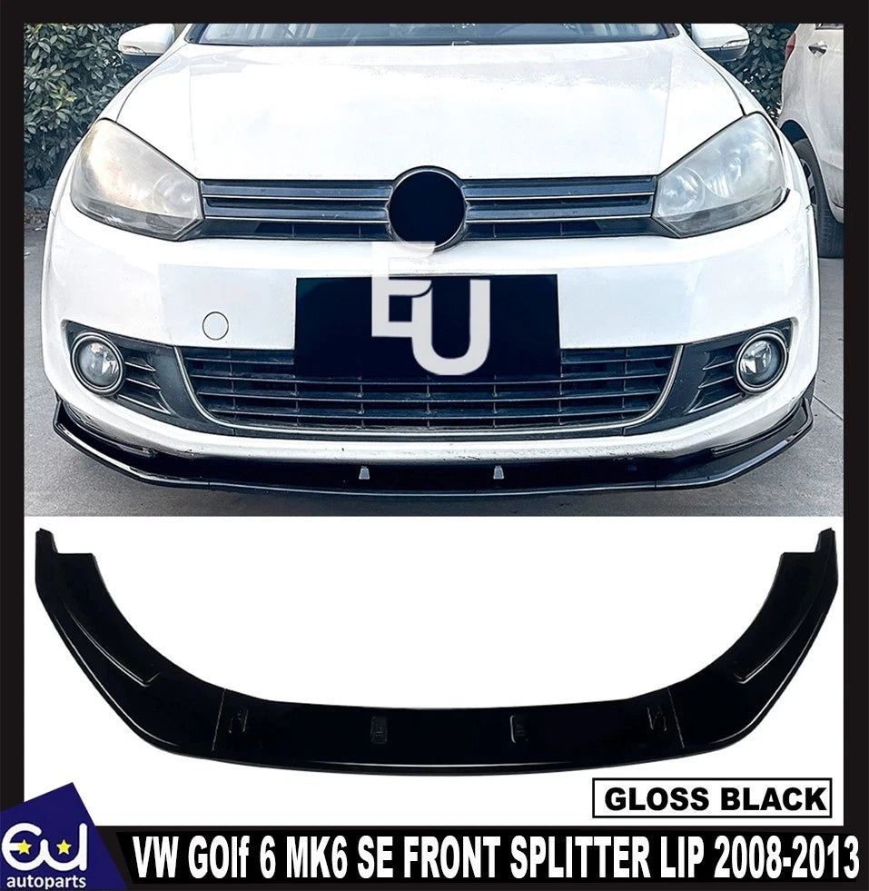 FOR VW Golf 6 MK6 SE FRONT BUMPER SPOILER LIP SPLITTER GLOSS BLACK 2008-2013