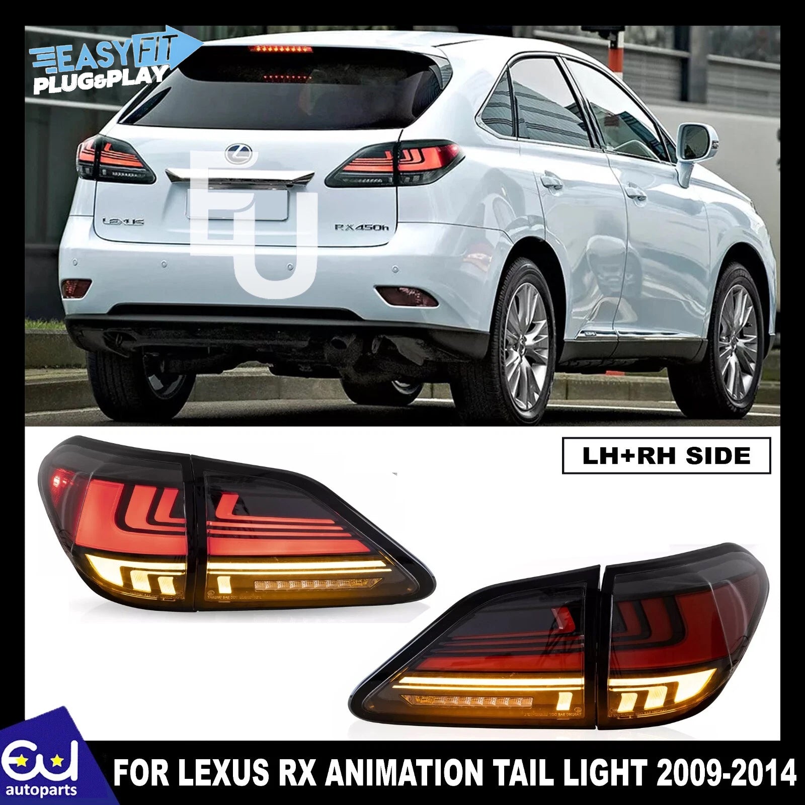FOR LEXUS RX350 450H FULL LED SEQUENTIAL REAR TAIL LIGHT LAMP W/ANIMATION 09-15