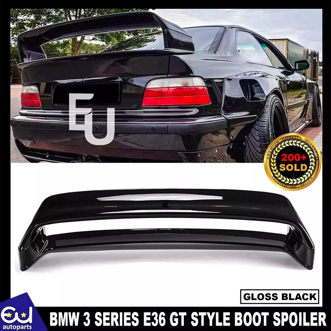 REAR BOOT SPOILER WING FOR BMW 3 SERIES E36 SALOON COUPE M3 GT STYLE GLOSS BLACK