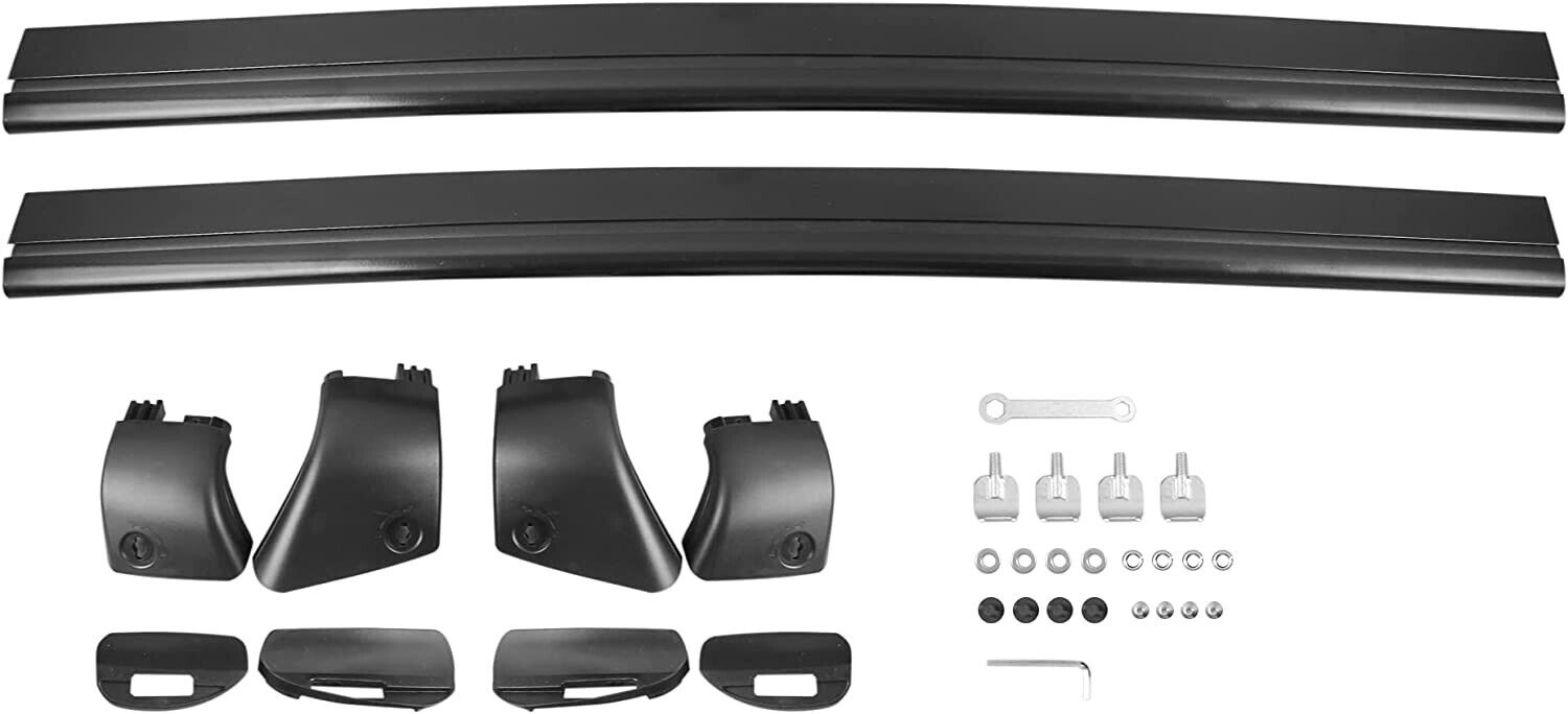 ROOF RAILS RACK BLACK CROSS BARS PAIR KIT FULL WIDTH FOR TESLA MODEL 3 2017+