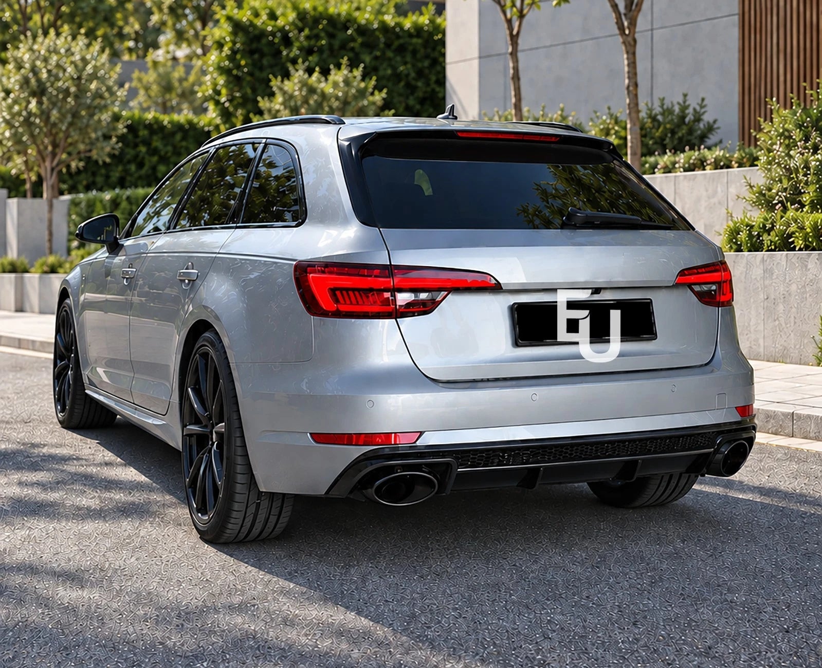 FOR AUDI A4 B9 STANDARD RS4 LOOK REAR BUMPER DIFFUSER W/TAILPIPE GLOSS 2015-2019