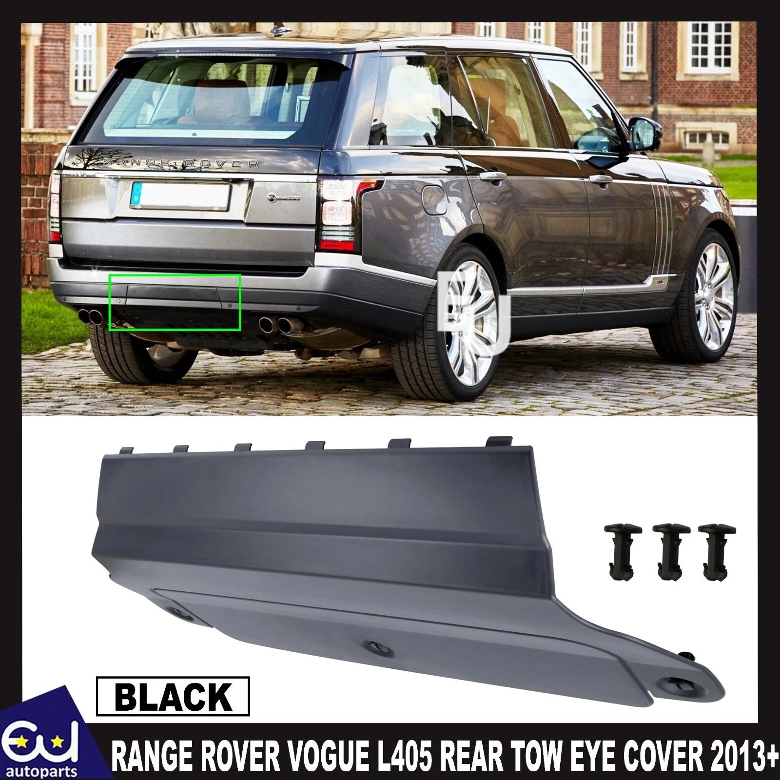 FOR RANGE ROVER VOGUE L405 REAR BUMPER SKID PLATE CENTRE TOW EYE COVER 2013+