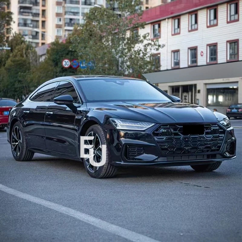 RS7 STYLE FRONT BUMPER HONEYCOMB GRILLE FOG LIGHT FRAME SET FOR AUDI A7 S7 18-25