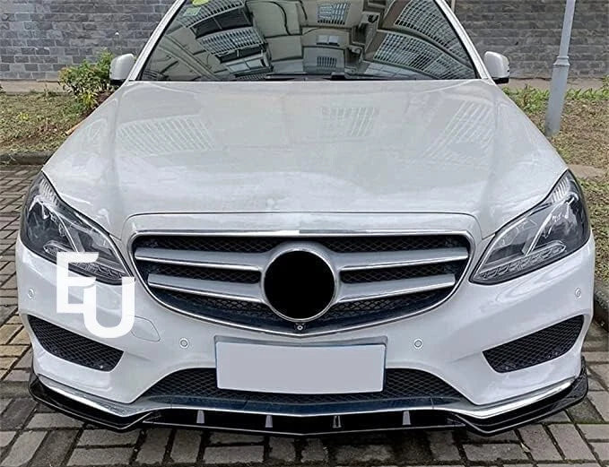 FOR MERCEDES E CLASS W212 AMG LINE 4 DOORS FRONT SPLITTER LIP GLOSS BLACK 13-16