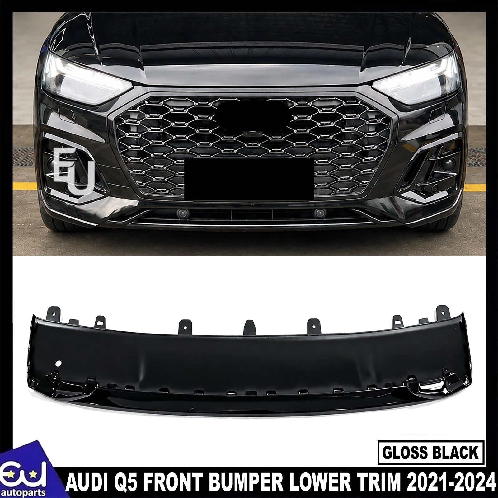 FOR AUDI Q5 FRONT BUMPER MOLDING LOWER TRIM 2021-2024 FACELIFT BLACK
