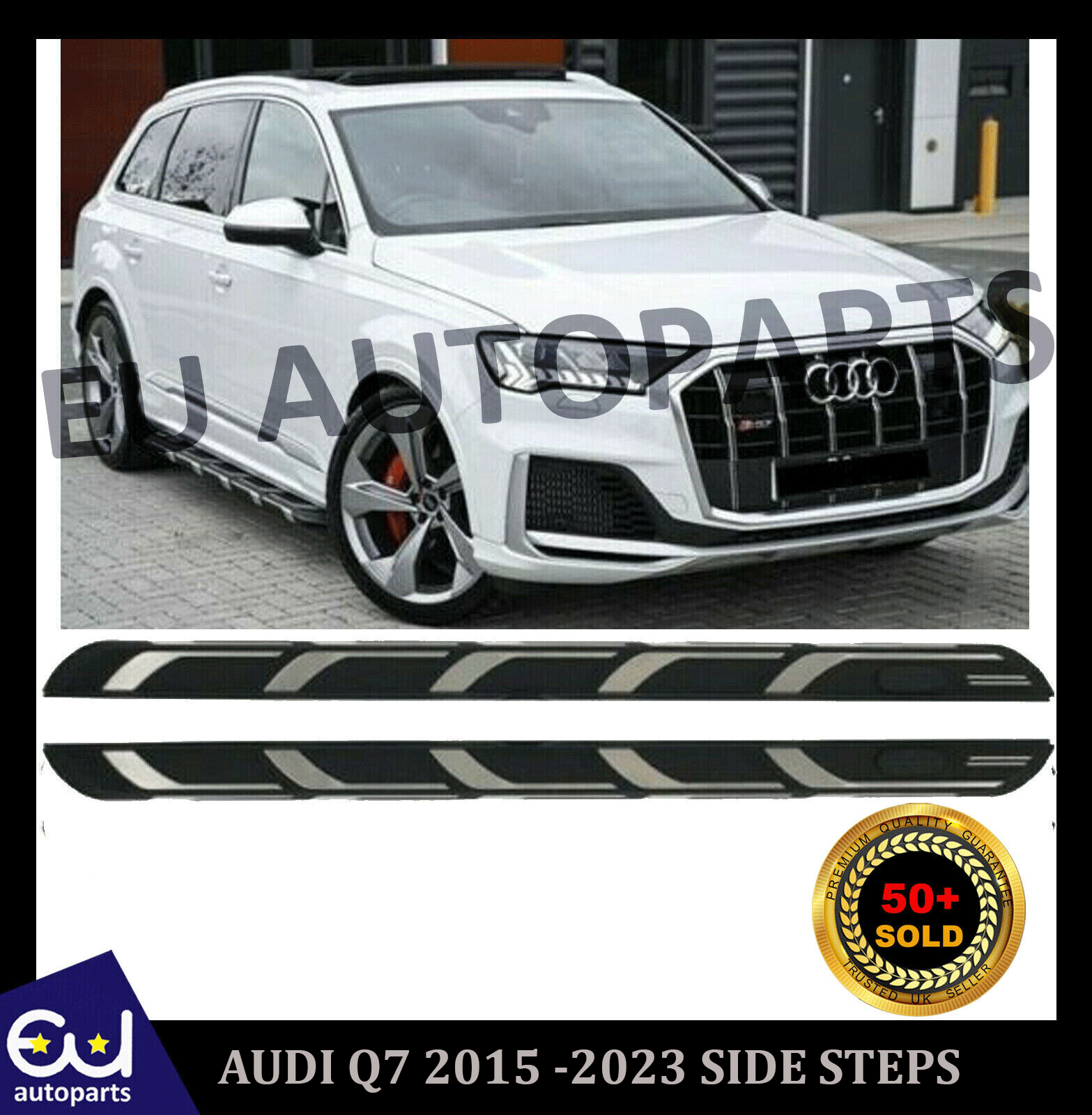 FOR AUDI Q7 2015 2023 4M 4MB SIDE STEPS RUNNING BOARDS ONLY LATEST OEM STYLE