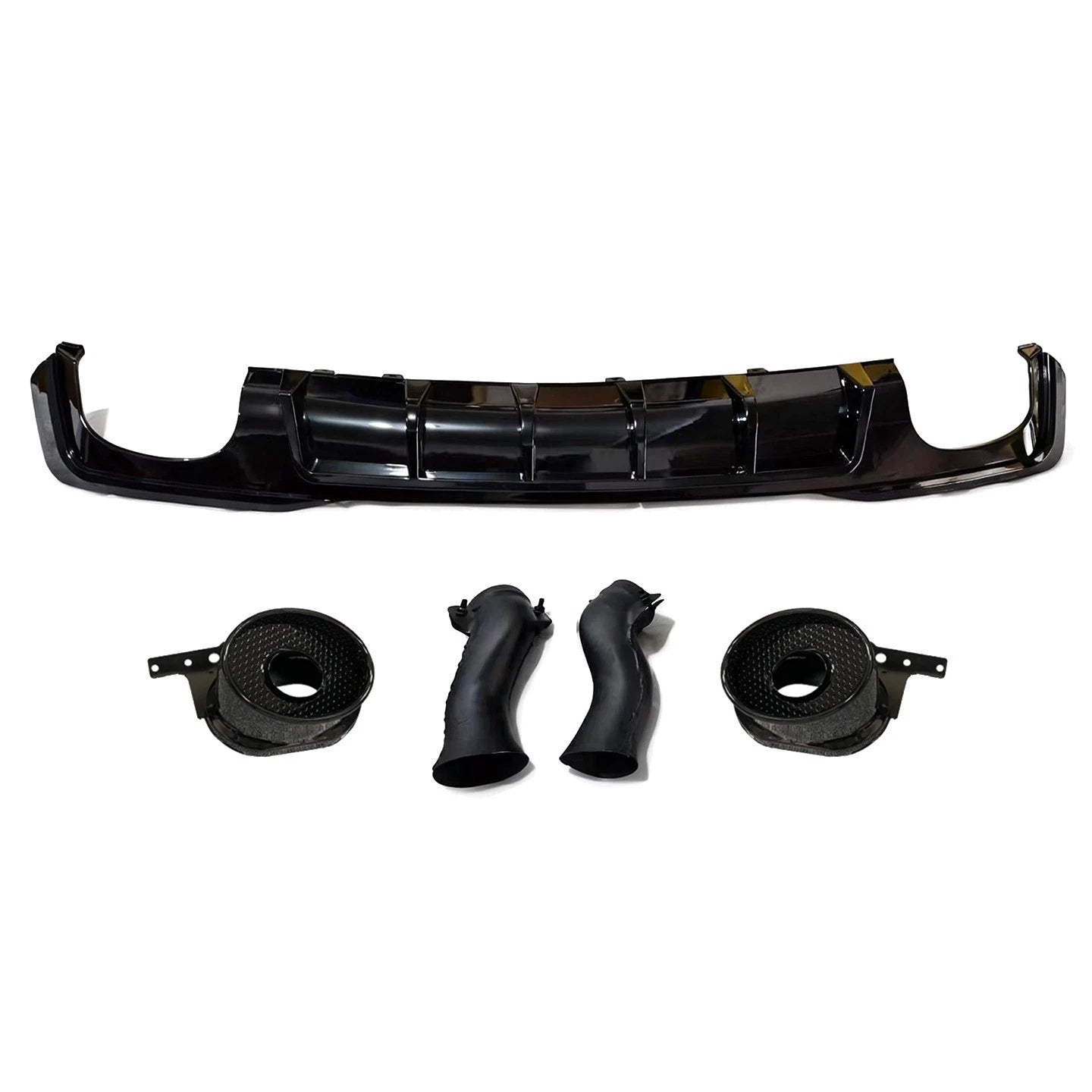 RS7 LOOK GLOSS BLACK REAR BUMPER DIFFUSER WITH TAILPIPE FOR AUDI A7 S7 4K8 2019+