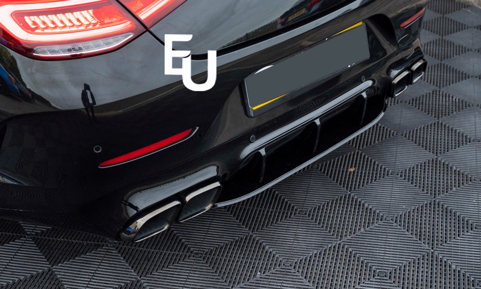 FOR MERCEDES CLS C257 AMG 63 STYLE REAR DIFFUSER & TAILPIPES GLOSS BLACK 2018+