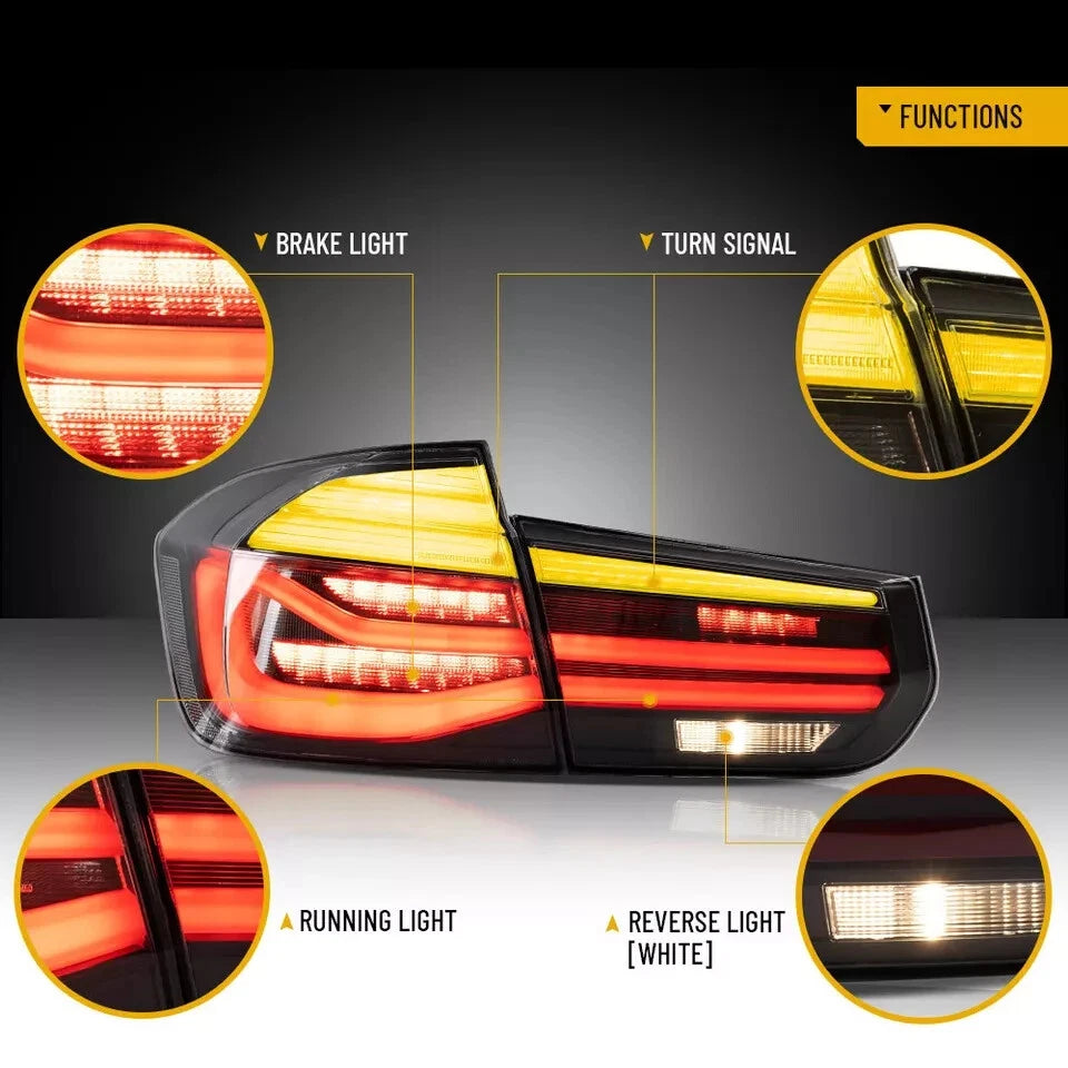 PAIR LED TAIL LIGHTS FOR BMW F30 F35 F80 M3 LCI STYLE CLEAR REAR LAMPS 2012-2018
