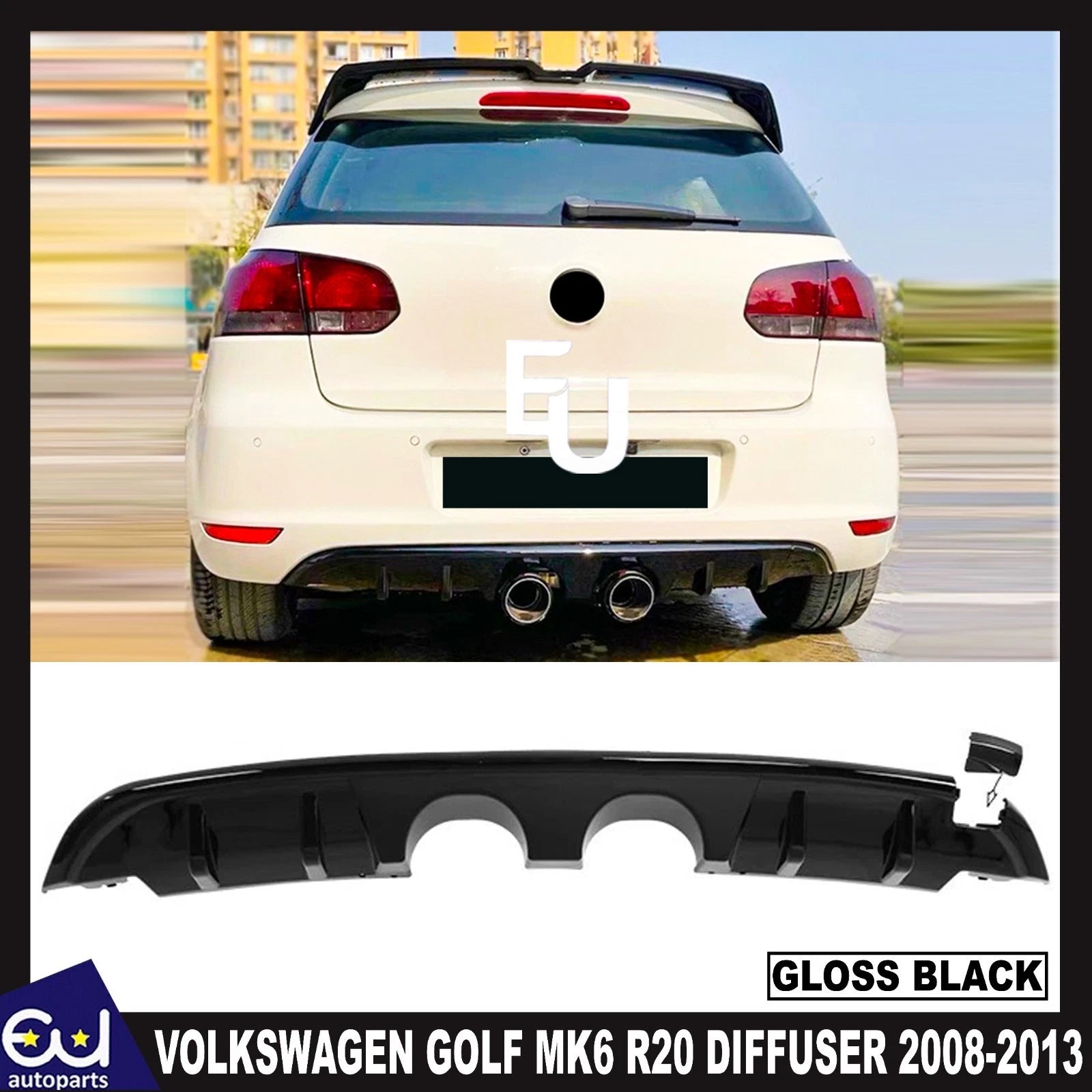 FOR VOLKSWAGEN GOLF MK6 R20 REAR BUMPER DIFFUSER LIP SPOILER 2008-2013