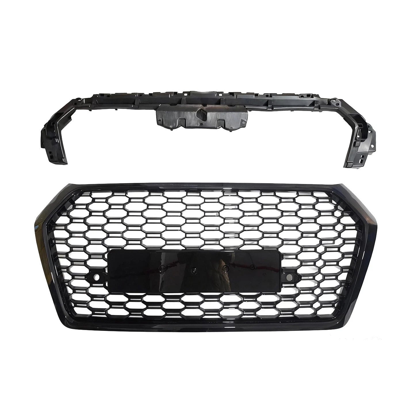 'RSQ5 STYLE' FRONT BUMPER HONEYCOMB GRILLE GLOSS BLACK FOR AUDI Q5 SQ5 FY 17-20