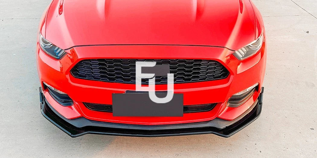FOR FORD MUSTANG MK6 FRONT BUMPER LIP SPLITTER GLOSS BLACK KIT 2015-2017