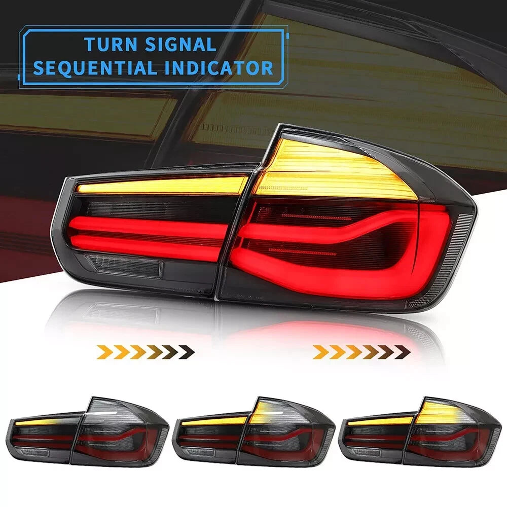 PAIR LED TAIL LIGHTS FOR BMW F30 F35 F80 M3 LCI STYLE CLEAR REAR LAMPS 2012-2018