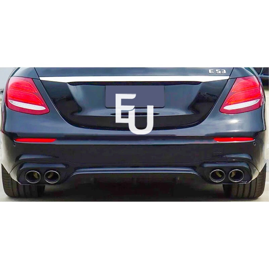 FOR MERCEDES E CLASS W213 E53 LOOK AMG REAR BUMPER DIFFUSER W/ TAILPIPES BLACK
