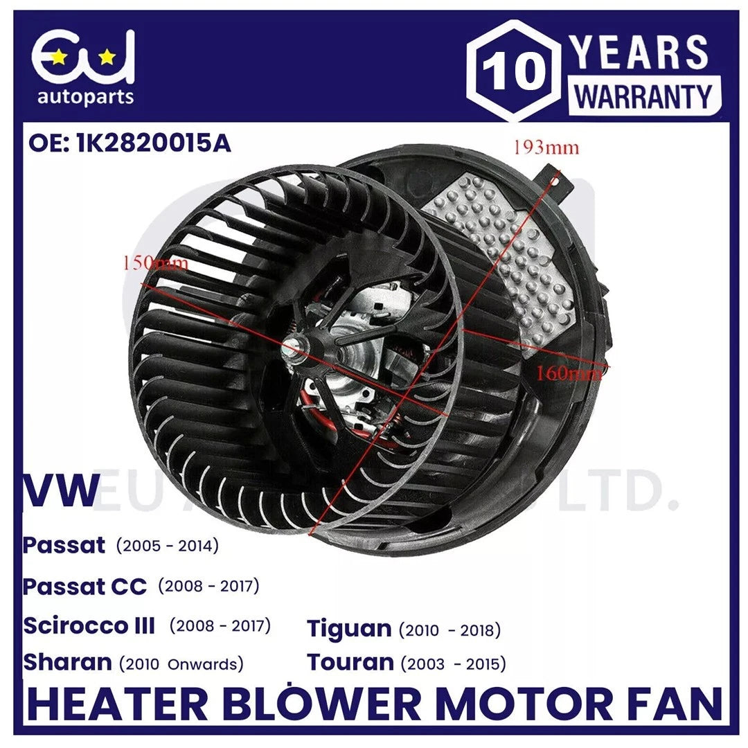 HEATER BLOWER MOTOR FAN FOR VW PASSAT 2005-2014 CC SCIROCCO SHARAN TIGUAN TOURAN