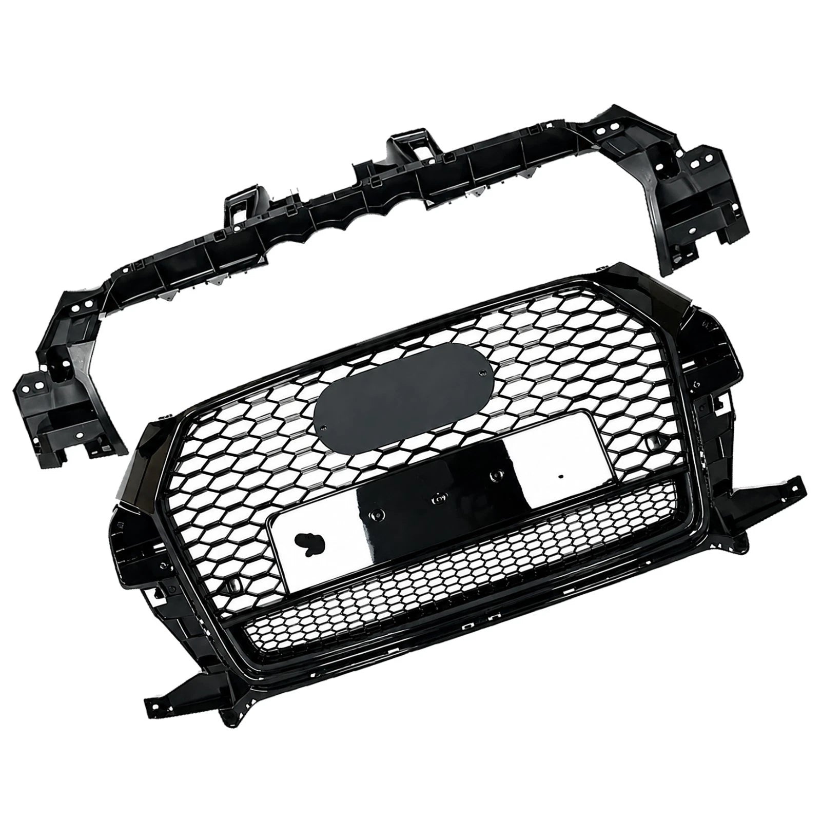 RSQ3 STYLE FRONT HONEYCOMB GRILLE GLOSS BLACK FOR AUDI Q3 8U 2015–2018 ABS