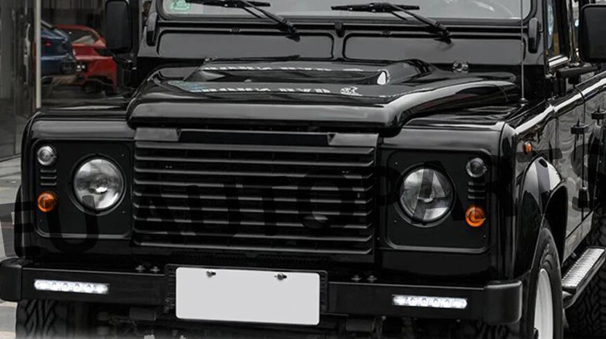 FOR LAND ROVER DEFENDER METAL FRONT BUMPER WITH LED DRL LIGHTS & RUBBER END CAPS